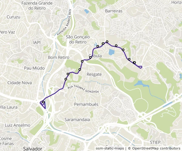 Mapa do itinerário da linha