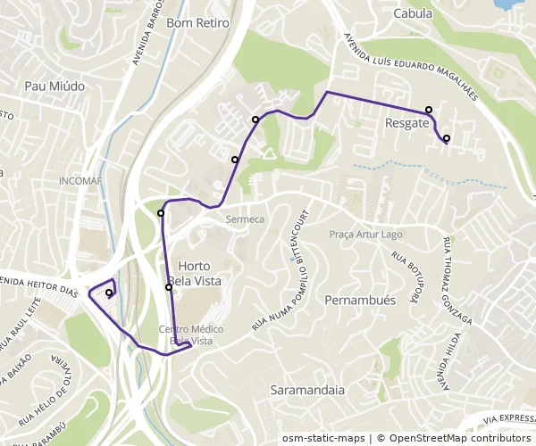 Mapa do itinerário da linha