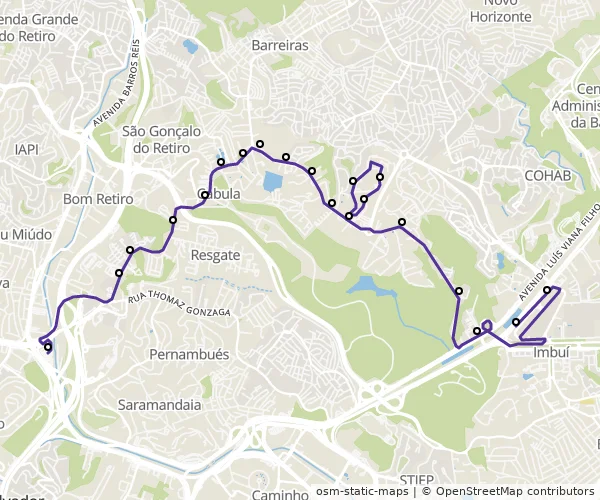 Mapa do itinerário da linha