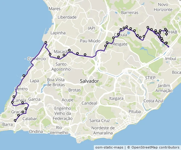 Mapa do itinerário da linha