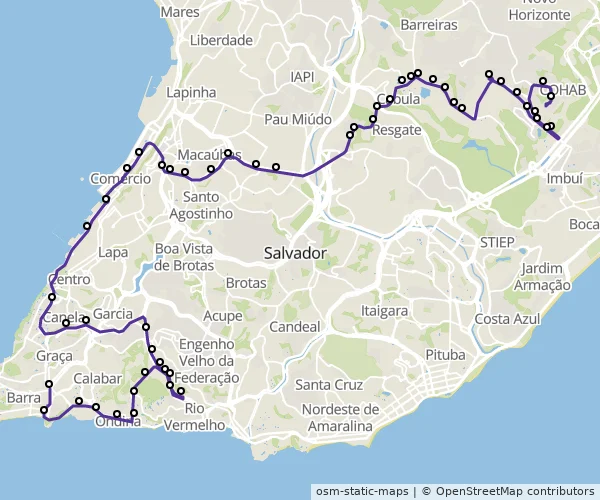 Mapa do itinerário da linha