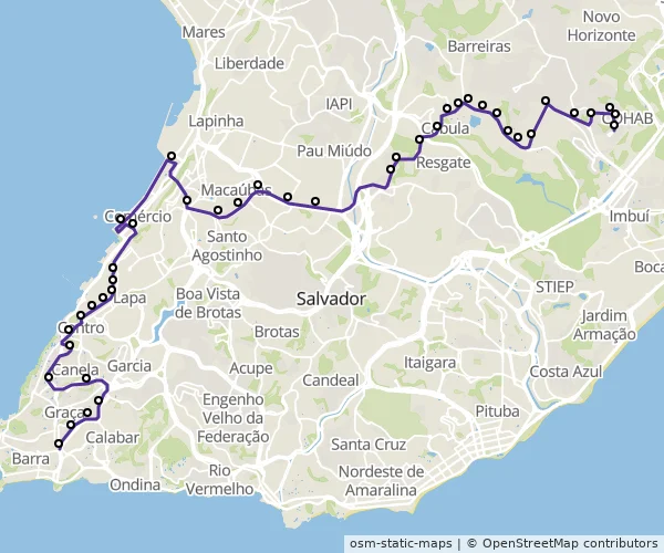 Mapa do itinerário da linha