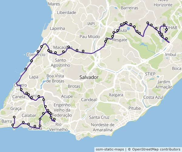 Mapa do itinerário da linha