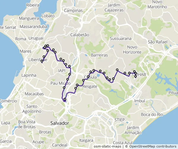 Mapa do itinerário da linha
