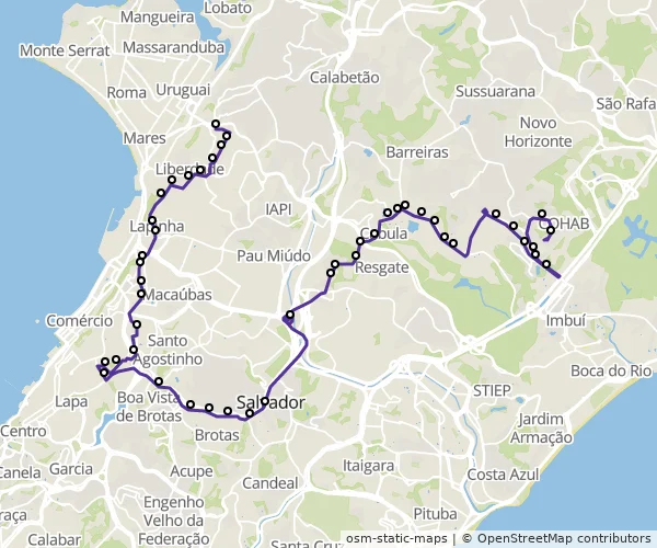 Mapa do itinerário da linha