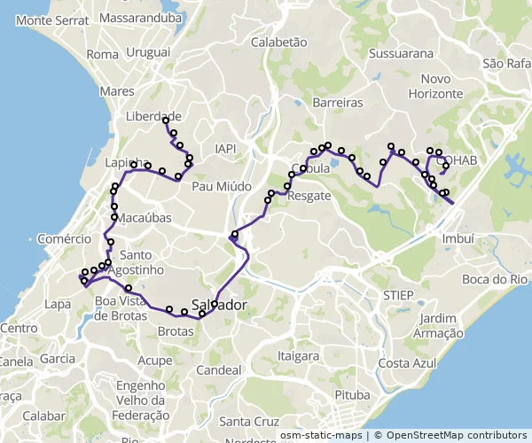 Mapa do itinerário da linha