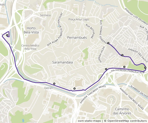 Mapa do itinerário da linha