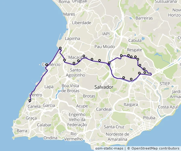 Mapa do itinerário da linha