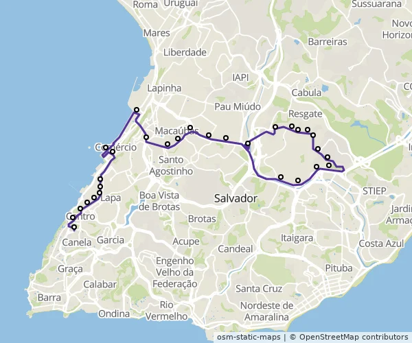 Mapa do itinerário da linha