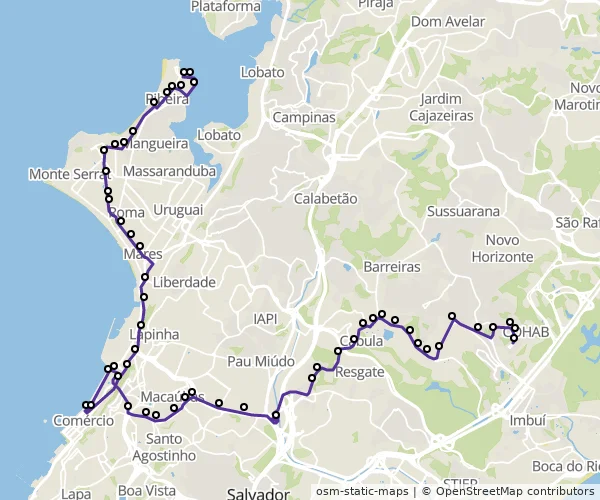 Mapa do itinerário da linha