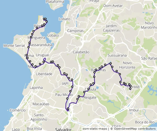 Mapa do itinerário da linha