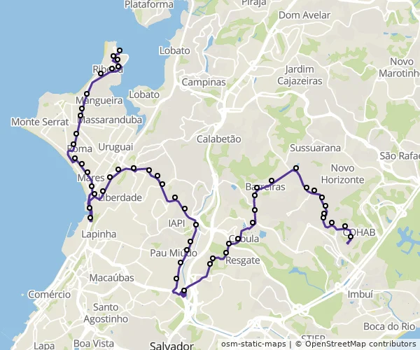 Mapa do itinerário da linha