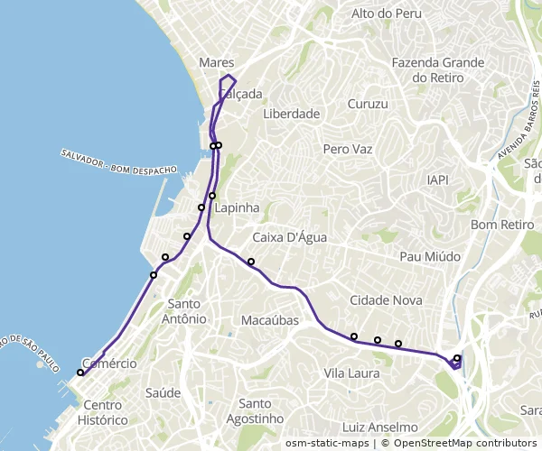 Mapa do itinerário da linha