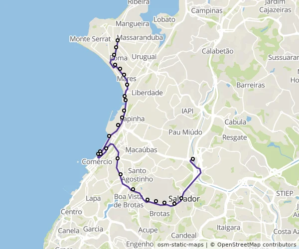 Mapa do itinerário da linha