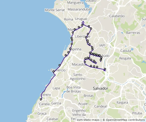 Mapa do itinerário da linha