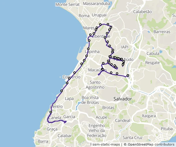 Mapa do itinerário da linha