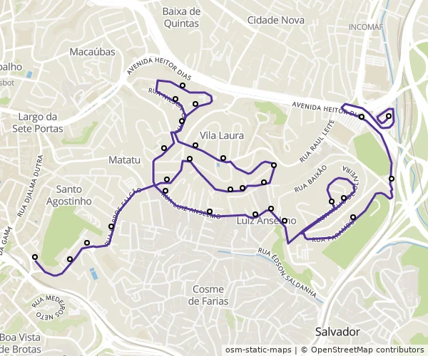 Mapa do itinerário da linha