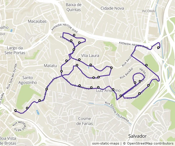 Mapa do itinerário da linha