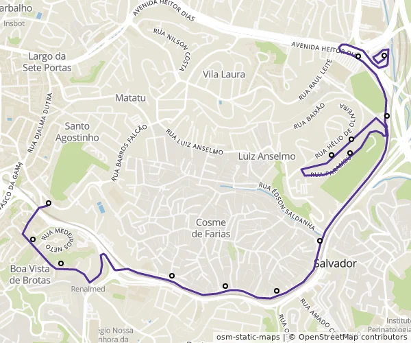Mapa do itinerário da linha
