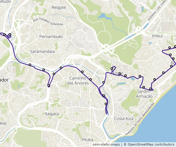 Mapa do itinerário da linha