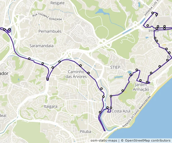Mapa do itinerário da linha