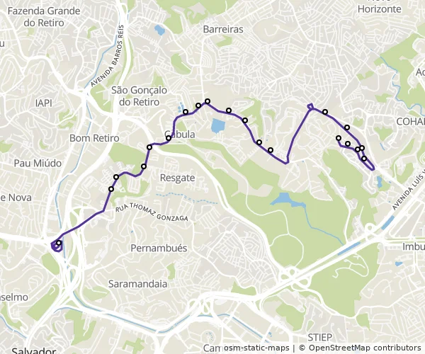 Mapa do itinerário da linha