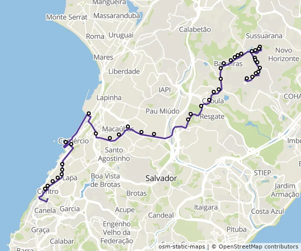 Mapa do itinerário da linha