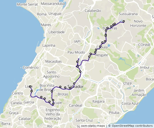 Mapa do itinerário da linha