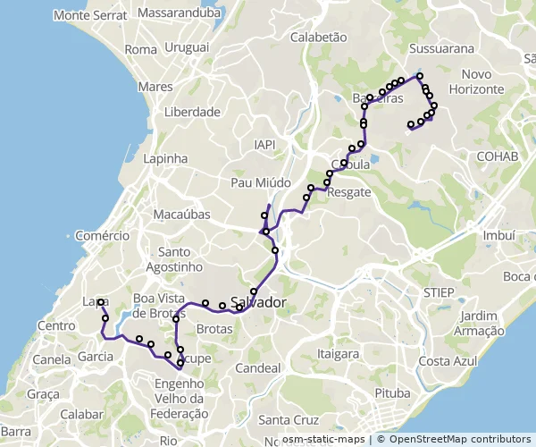 Mapa do itinerário da linha
