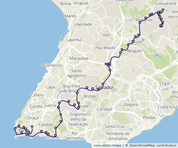 Mapa do itinerário da linha