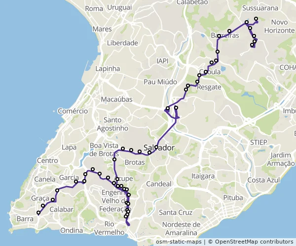 Mapa do itinerário da linha
