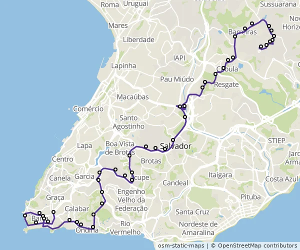 Mapa do itinerário da linha