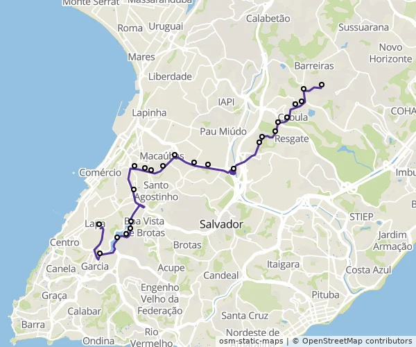 Mapa do itinerário da linha
