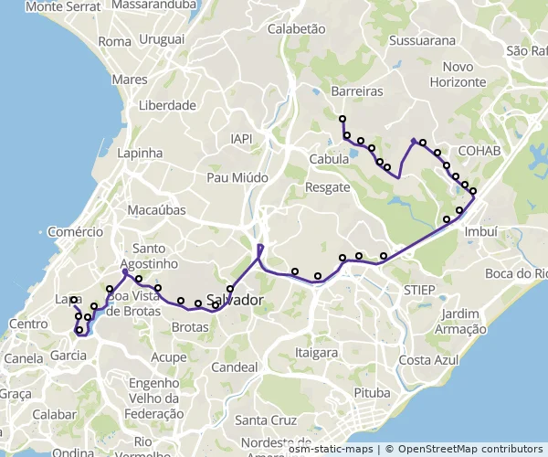 Mapa do itinerário da linha