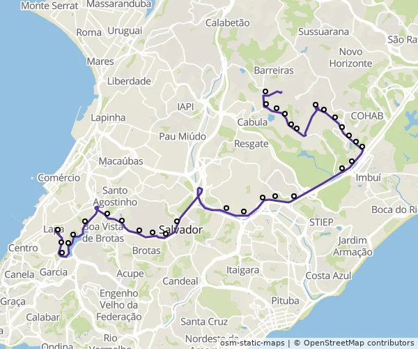 Mapa do itinerário da linha