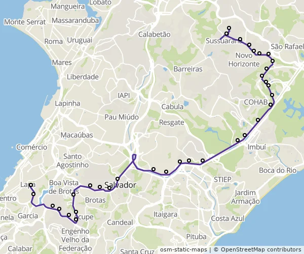 Mapa do itinerário da linha