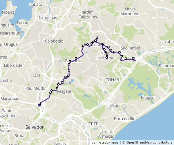Mapa do itinerário da linha