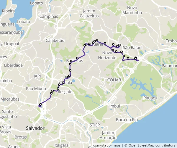 Mapa do itinerário da linha