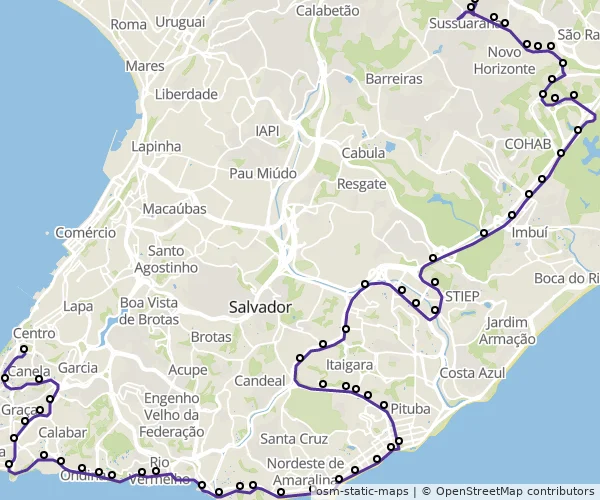 Mapa do itinerário da linha