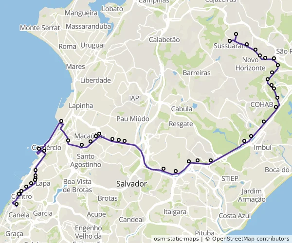 Mapa do itinerário da linha