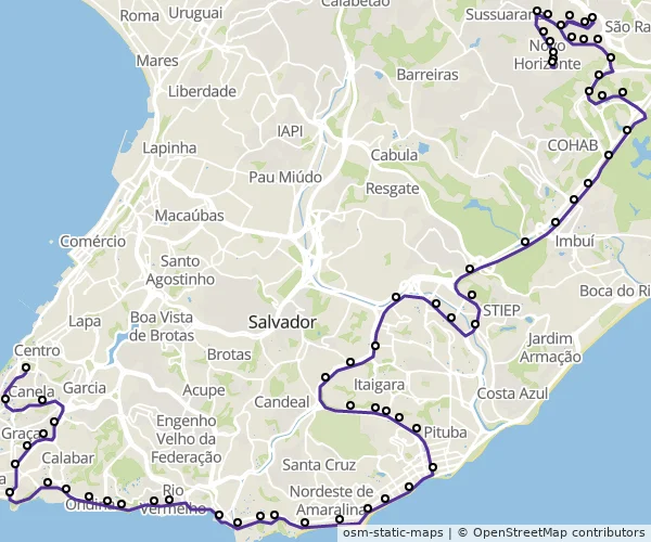 Mapa do itinerário da linha