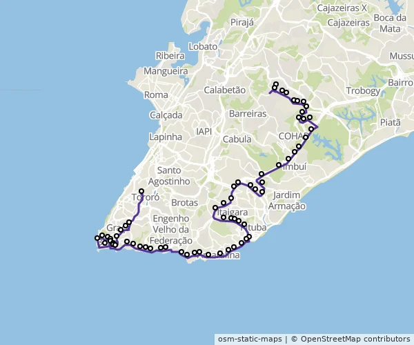 Mapa do itinerário da linha