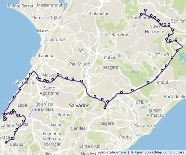 Mapa do itinerário da linha