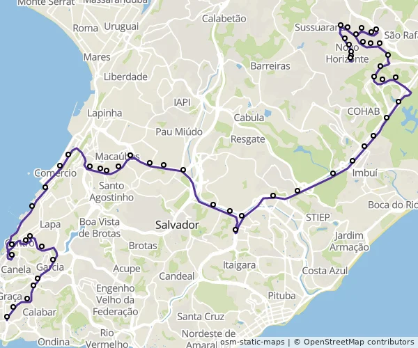 Mapa do itinerário da linha
