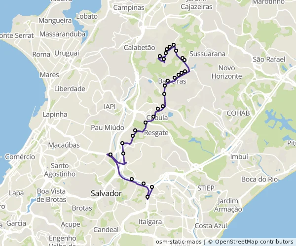 Mapa do itinerário da linha