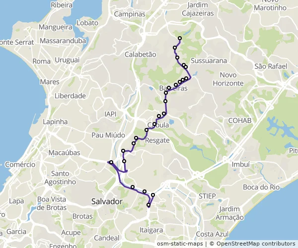 Mapa do itinerário da linha