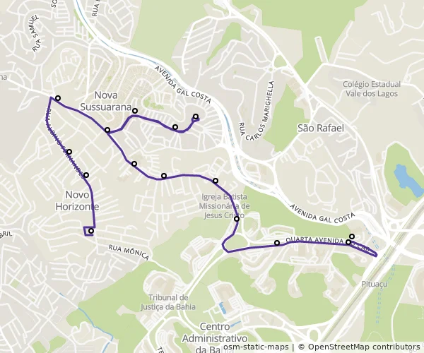 Mapa do itinerário da linha