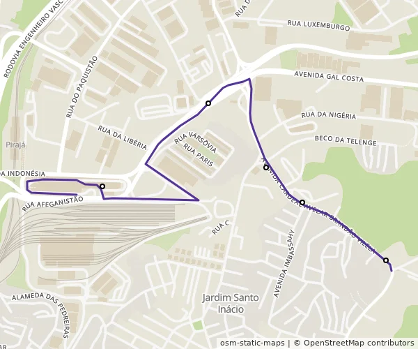 Mapa do itinerário da linha