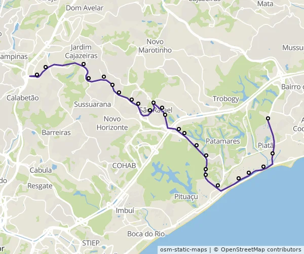 Mapa do itinerário da linha