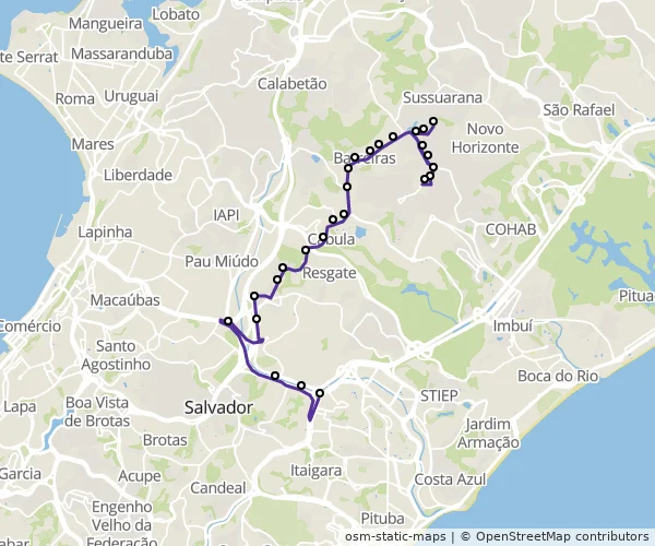 Mapa do itinerário da linha